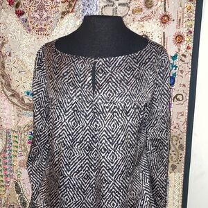 Geometric Black and White Women's Top